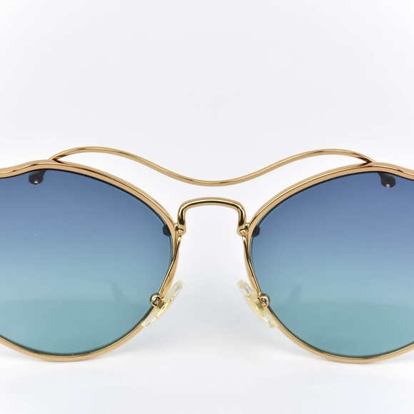 MIU MIU Gold Metal & Logo Gradient Sunglasses (q) - Picture 6 of 8